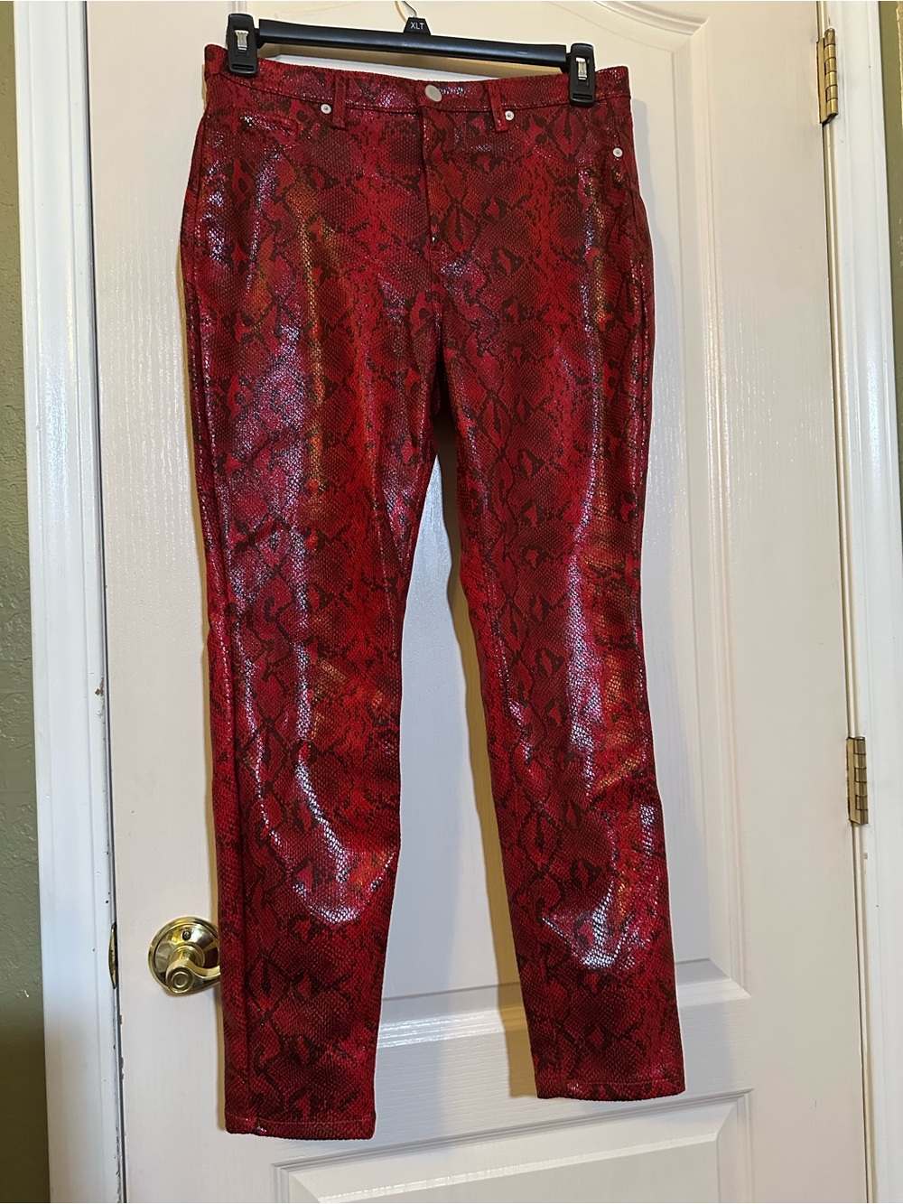 Blank NYC Red Snake-Print Skinny Jeans